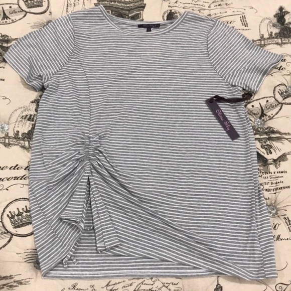 Olivia Sky Ruched Striped Tee - Picture 5 of 6